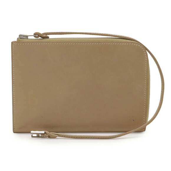 HERMES Remix Card Case/Pass Case L-Shaped with Strap Beige Leather E Stamp